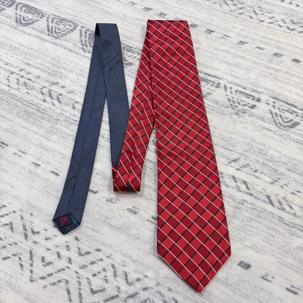 Tommy Hilfiger Silk Tie Vintage Red Plaid Classic Core Preppy Business USA 90s